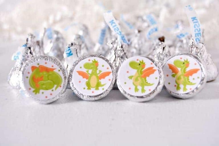 Baby Dragon Stickers for Kiss Candy Bar Baby Shower Birthday Decoration -candy labels-dragon