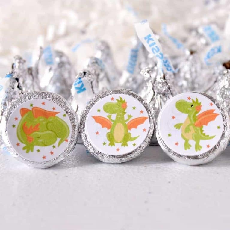 Baby Dragon Stickers for Kiss Candy Bar Baby Shower Birthday Decoration -candy labels-dragon