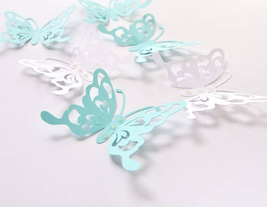 Blue and White Butterfly Birthday Decor, Butterfly Wall Stickers --