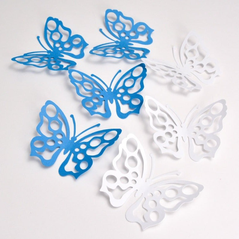 Blue and White Wall Stick Butterfly, Butterfly Home Decor, Butterfly for Room, Birthday Butterfly Decoration --