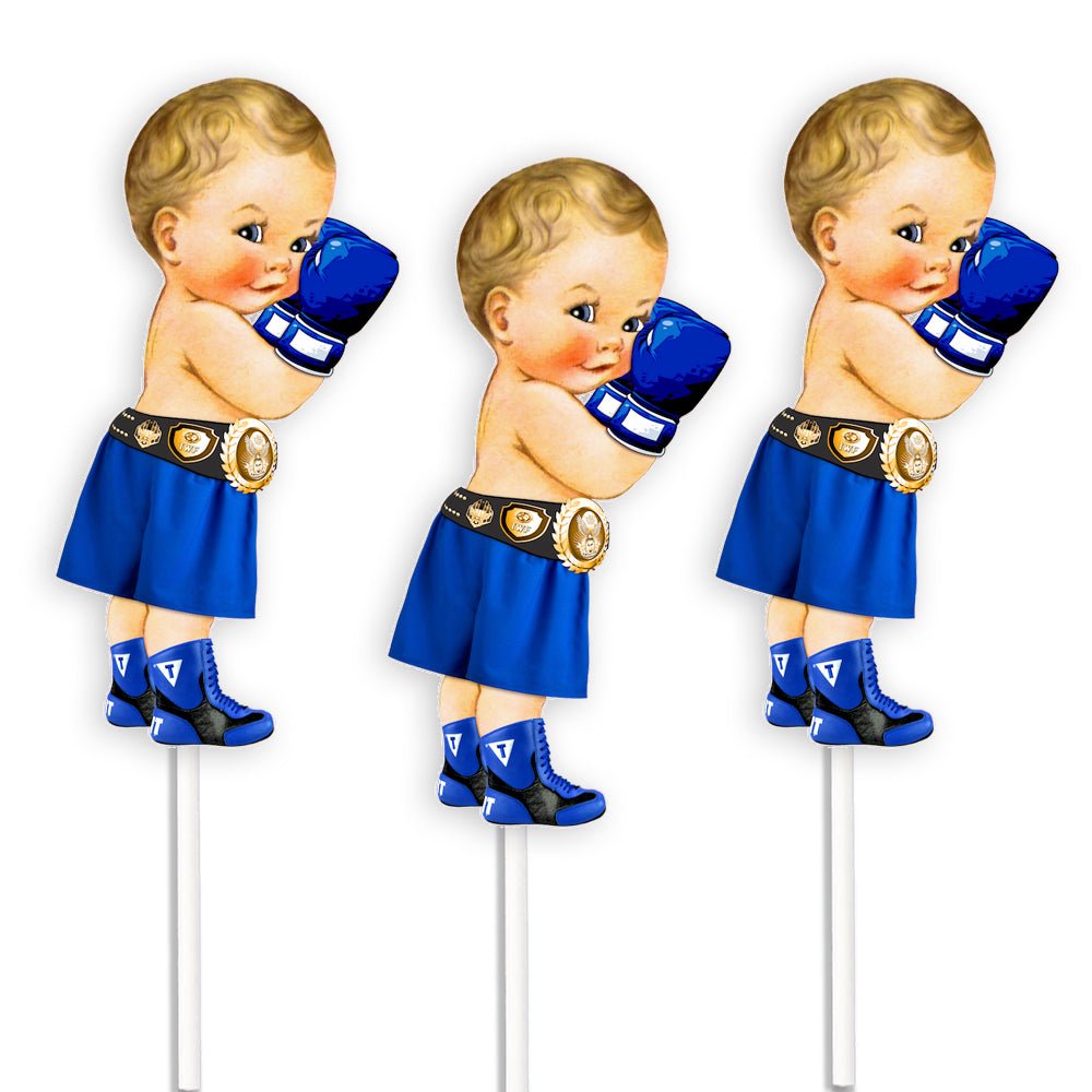 Blue Sport Baby Shower Centerpieces, African American Boxer Baby --