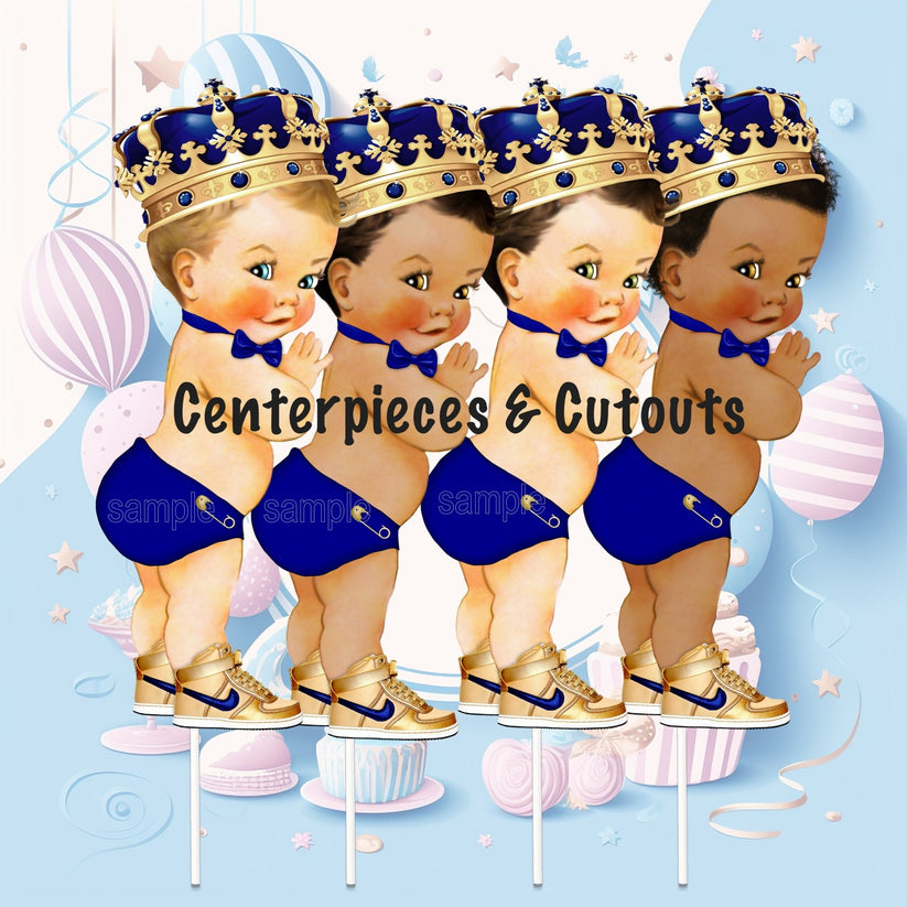 Blue Prince Baby Shower Centerpieces Cutouts Bow Tie Royal Birthday Pa – artpaperwonders.us