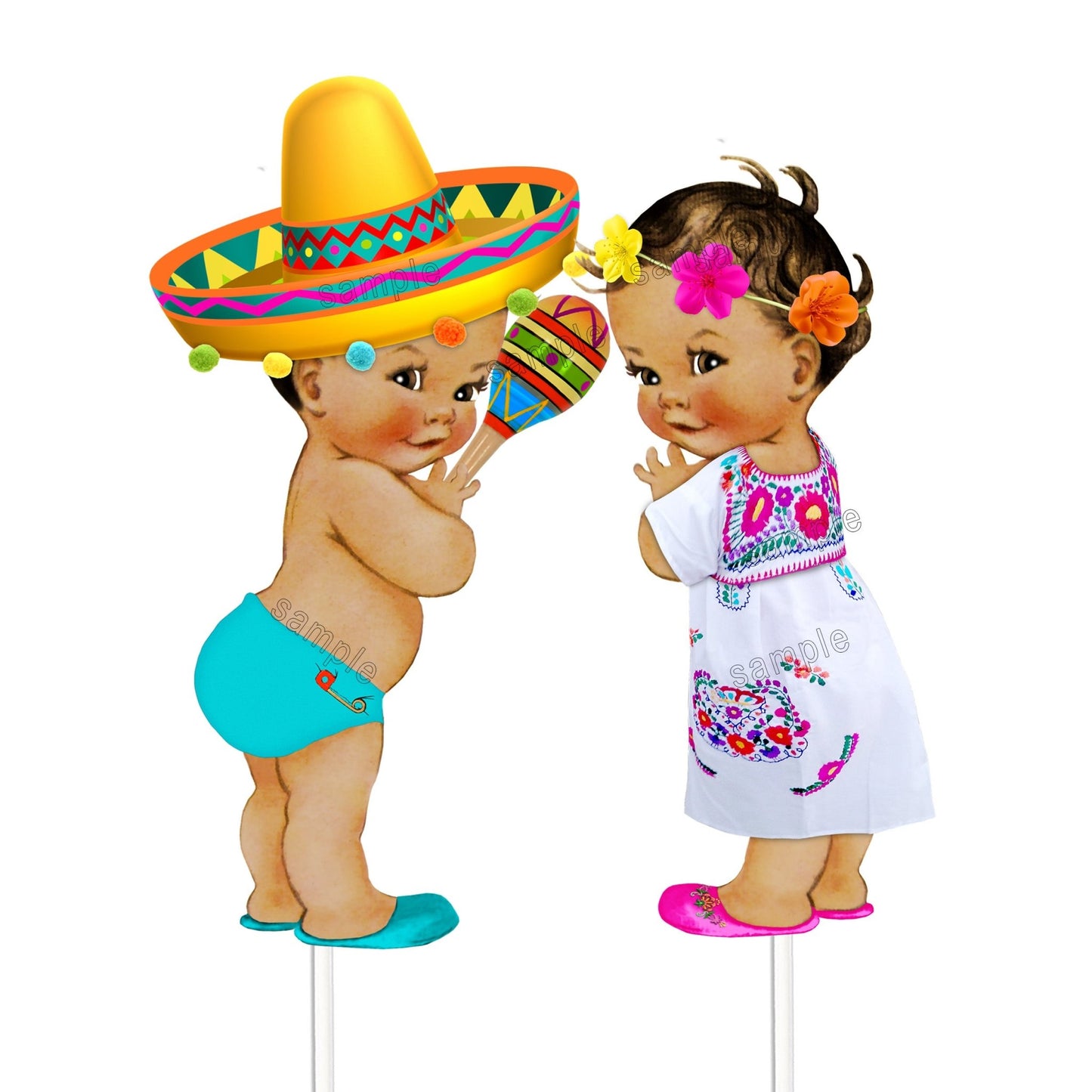 Boy Girl Mexican Fiesta Centerpiece Cutouts Cinco De Mayo Birthday Party -Fiesta-Fiesta Party Decoration