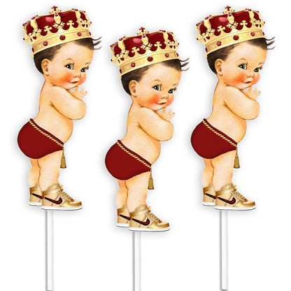 Burgundy Prince Royal Boy Baby Shower Table Centerpieces Set of 3 -burgundy prince party-prince