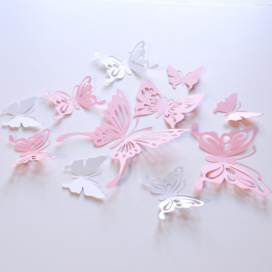 Butterfly Wall Decor Decals Baby Pink and White Room Decoration -butterfly-