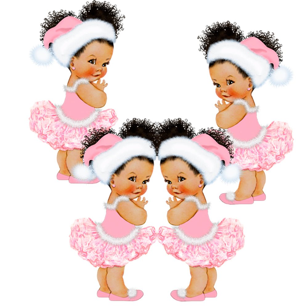 Christmas Ballerina Pink White Santa Hat Birthday Centerpieces Baby Shower Table Decor -princess-princess baby shower