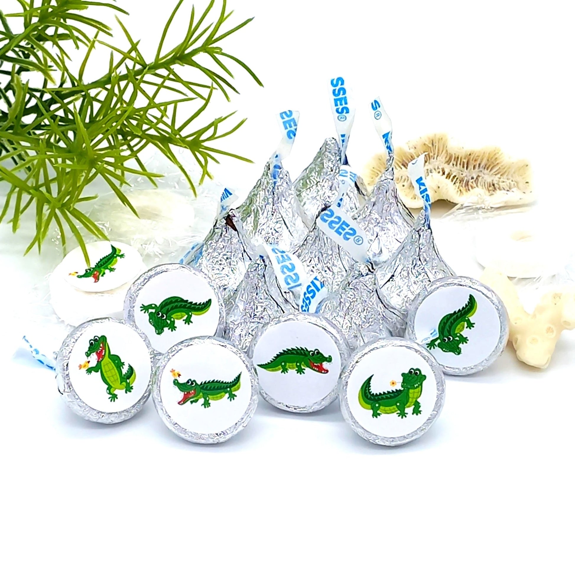 Crocodile Stickers Labels Tropical Party Favor Decoration -Aloha Tropical-candy labels