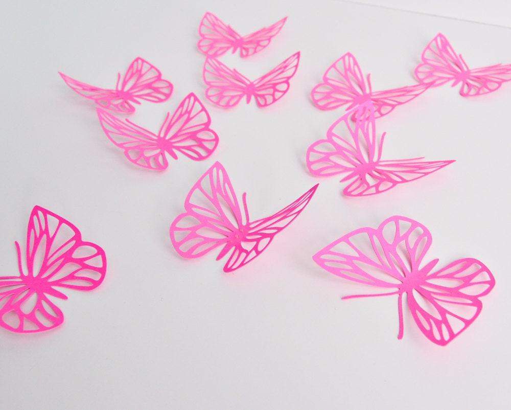3D-style paper butterfly wall art in fuchsia pink for room decor