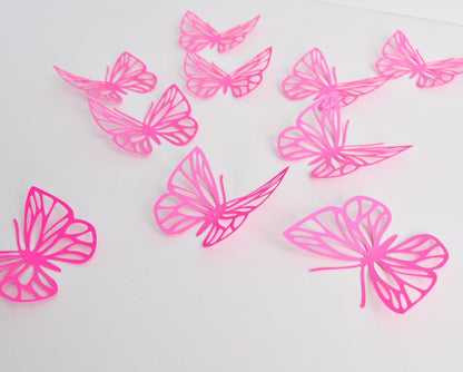3D-style paper butterfly wall art in fuchsia pink for room decor