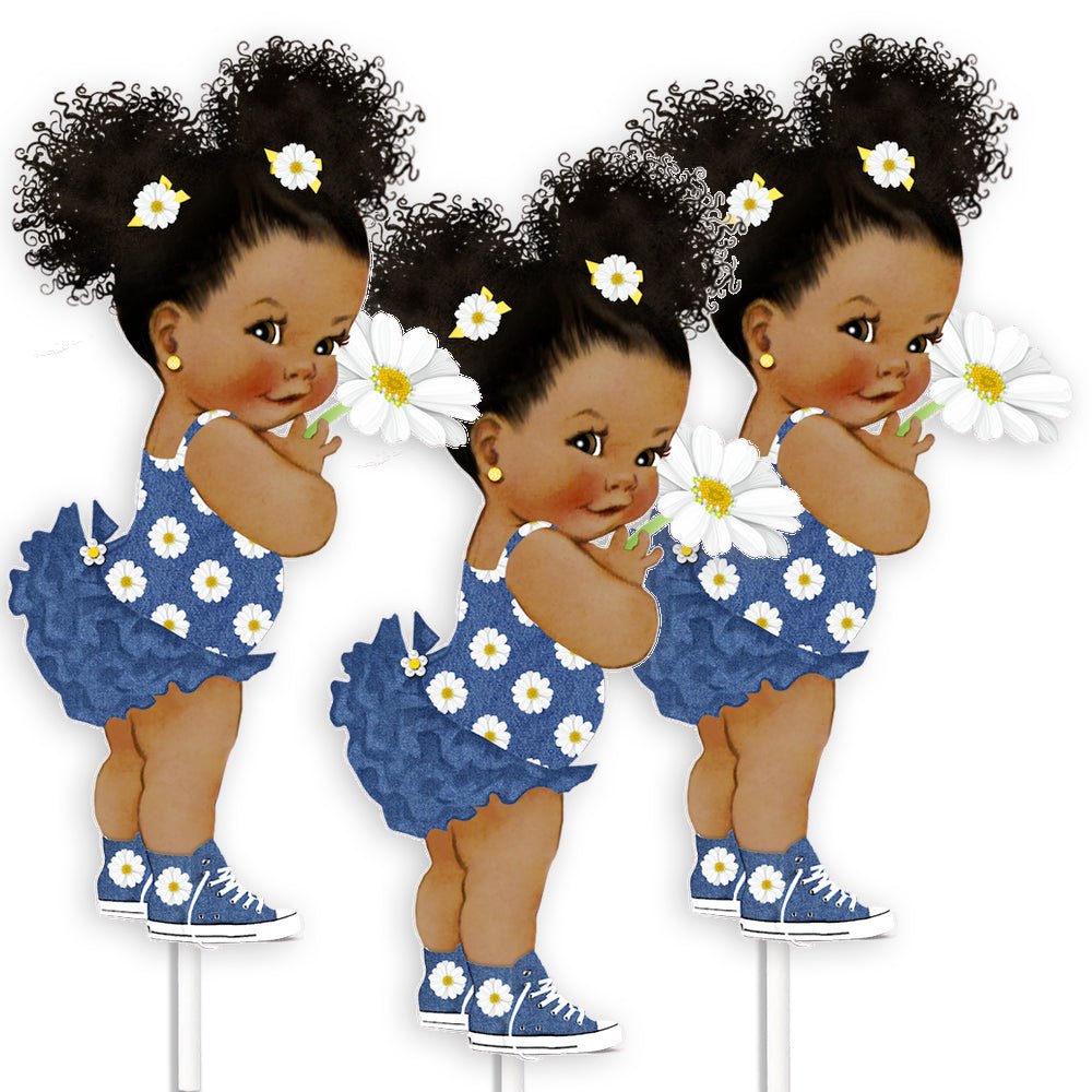 Denim Girl Centerpieces Baby Shower Birthday Party African American --