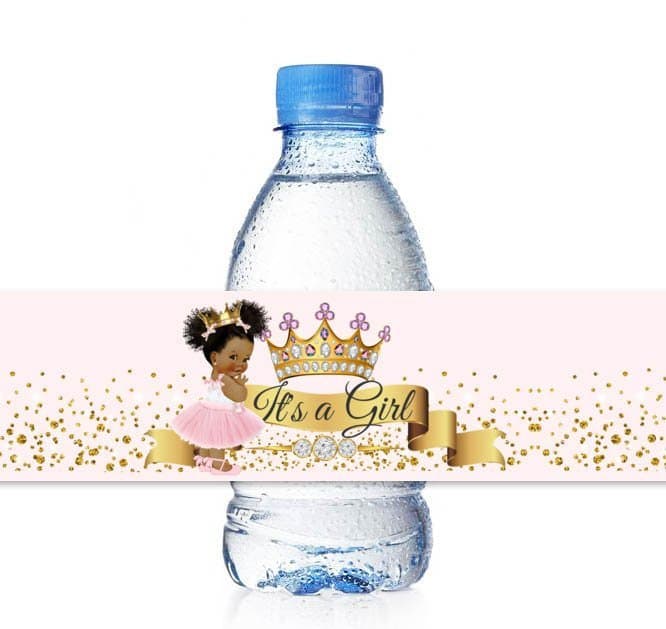 Digital Princess Water Bottle Labels Baby Shower Birthday Decoration -water bottle labels-