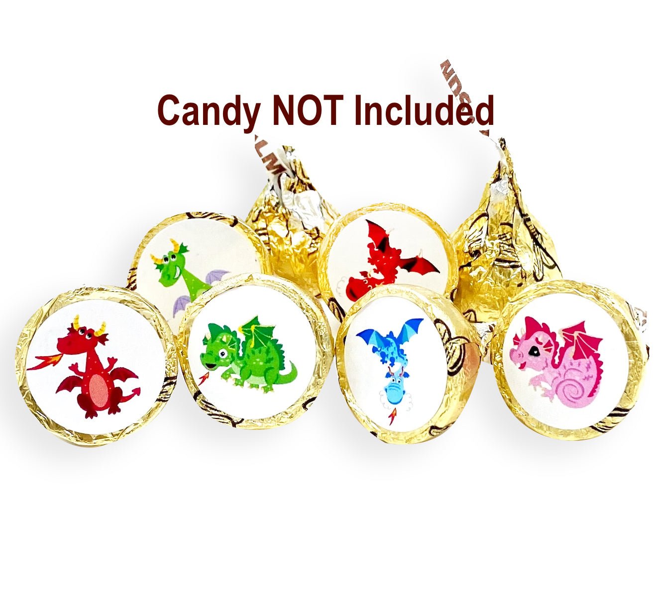 Dragon Candy Stickers Kiss Round Candy Bar Party Favors -candy labels-dragon