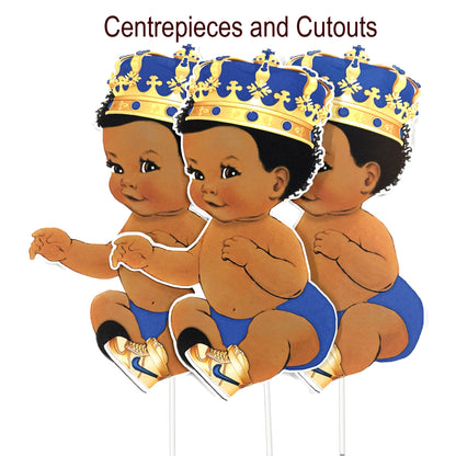 Little Prince Centerpieces, Sitting Prince Royal Blue Boy Cutouts Shower Decoration