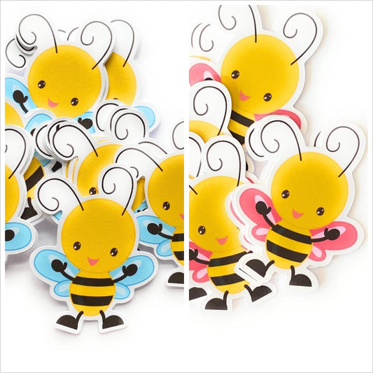 Girl and Boy Baby Bee Cutouts for Bumble Bee Baby Shower Birthday Cake Topper Decor -bee-bee boy birthday