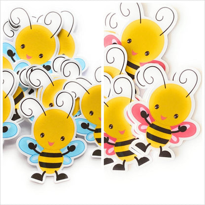 Girl and Boy Baby Bee Cutouts for Bumble Bee Baby Shower Birthday Cake Topper Decor -bee-bee boy birthday