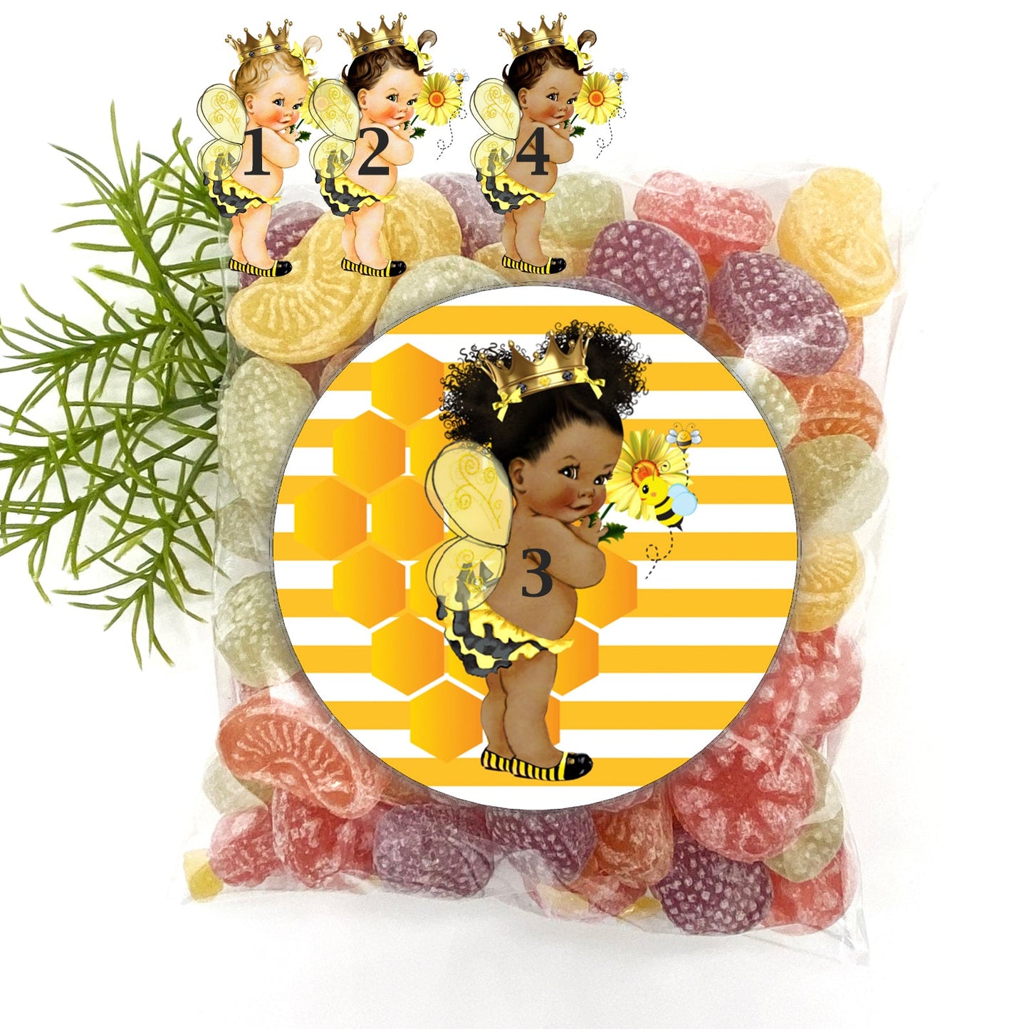 Little Bee Princess Girl Labels Party Favor Candy Bar Decoration -bee-bee decorations