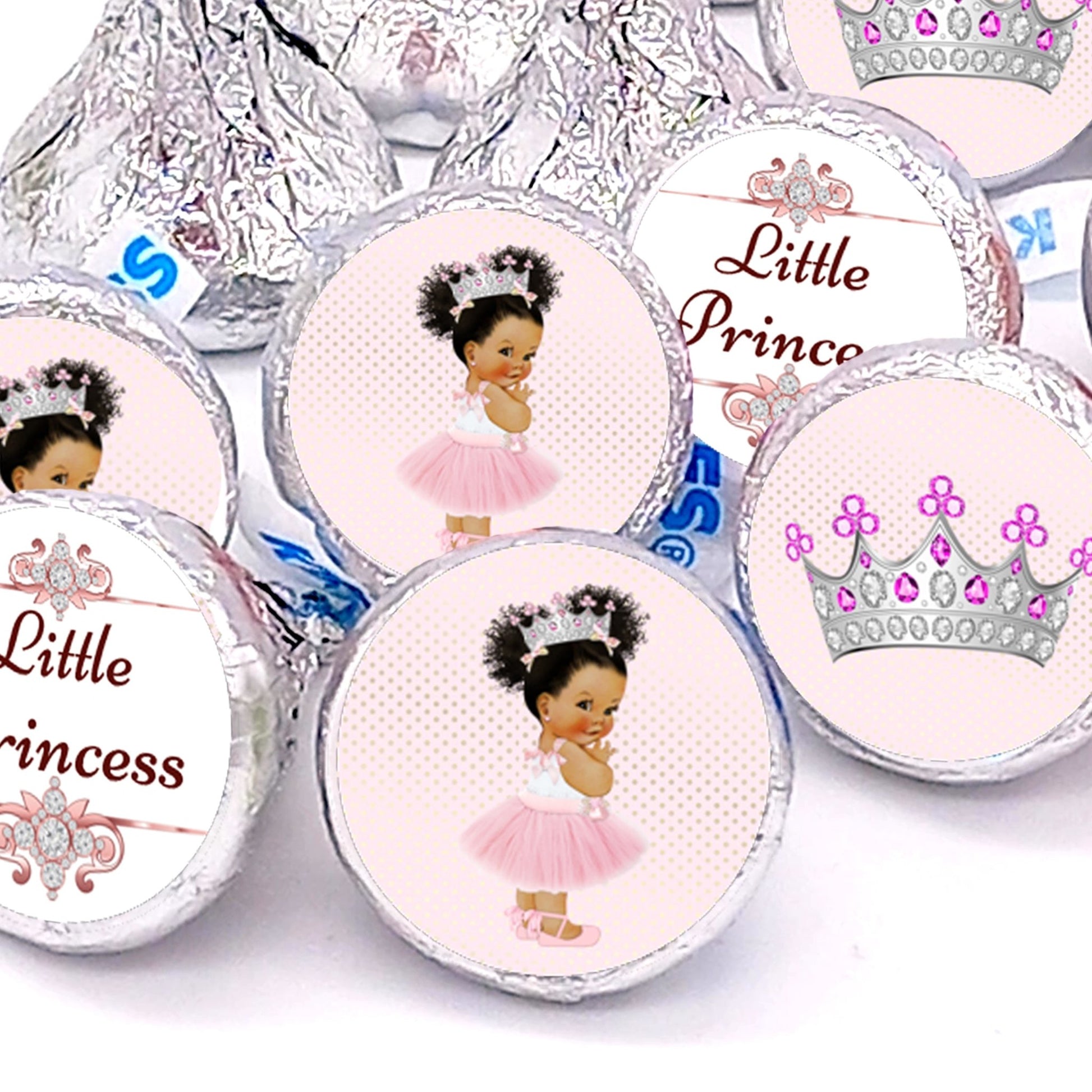 Little Princess Pink Tulle Silver Crown Labels for Candy Bar Baby Shower Birthday Decoration -candy labels-pink princess