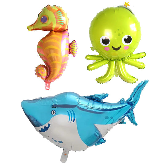 Ocean Party Balloons, Shark Octopus Seahorse Birthday Balloons -balloons-ocean