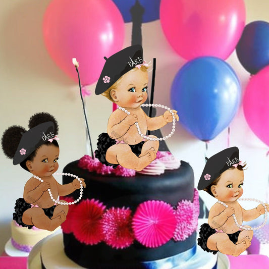 Paris Theme Baby Shower Girl Centerpieces Cutouts Table Decoration -Paris Party-princess