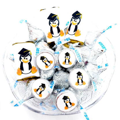 Penguin Graduate Party Favor Candy Labels Stickers -candy labels-Penguin Graduate Labels