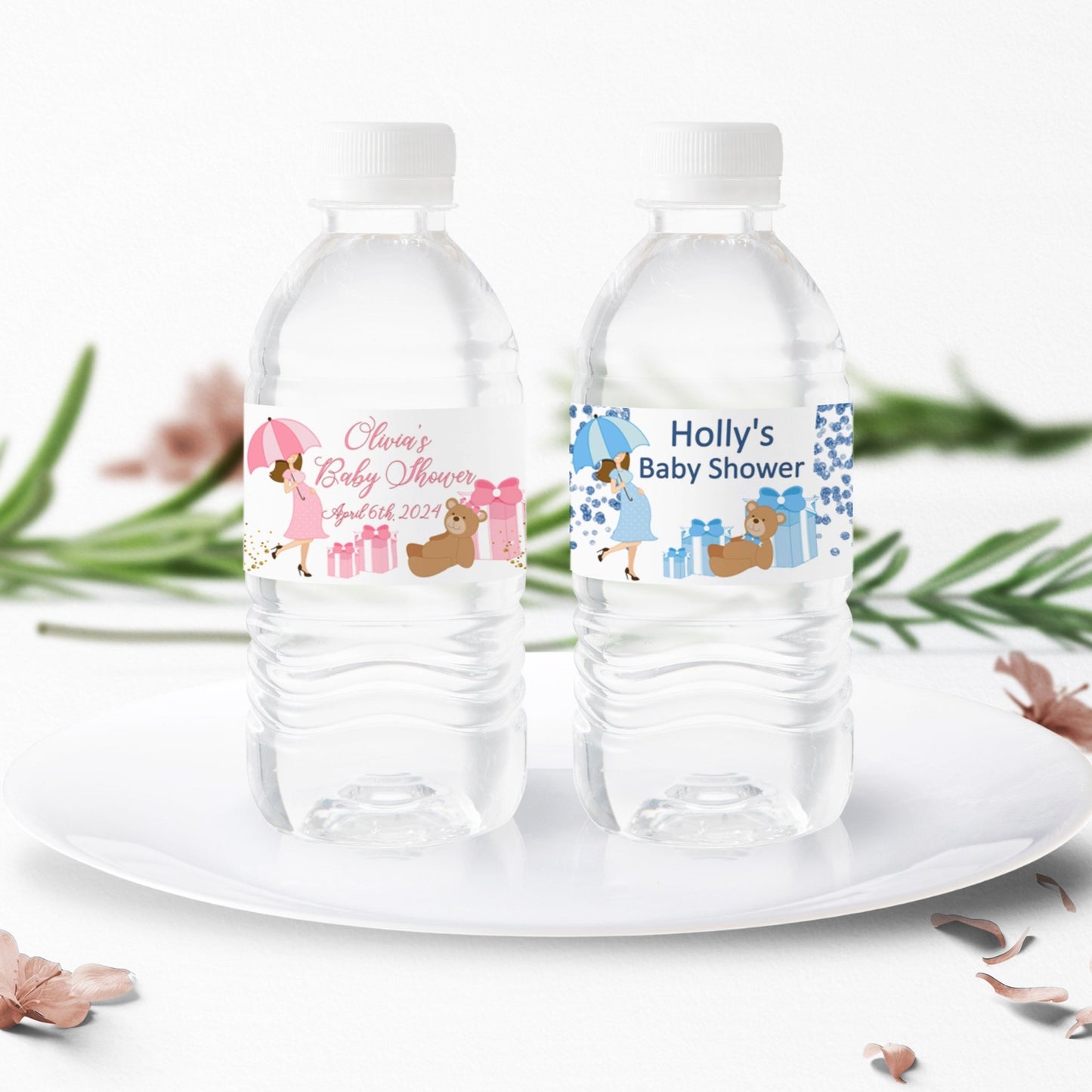 Personalized Water Bottle Labels Boy Girl Baby Shower Party Decoration --