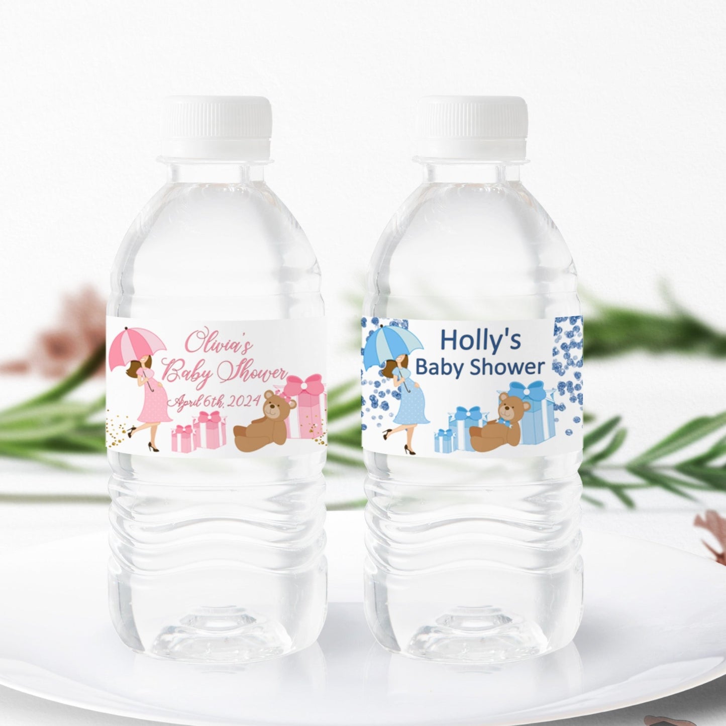Personalized Water Bottle Labels Boy Girl Baby Shower Party Decoration --
