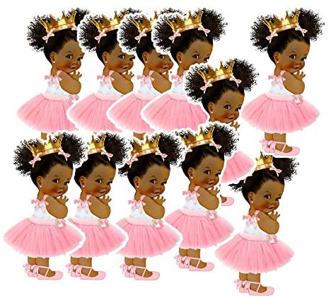 Pink Princess Cutouts African American Baby Shower Birthday Decor -princess-princess baby shower