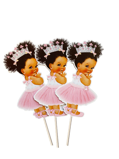 Pink Silver Crown Princess Centerpieces African American Baby Shower -princess-princess baby shower
