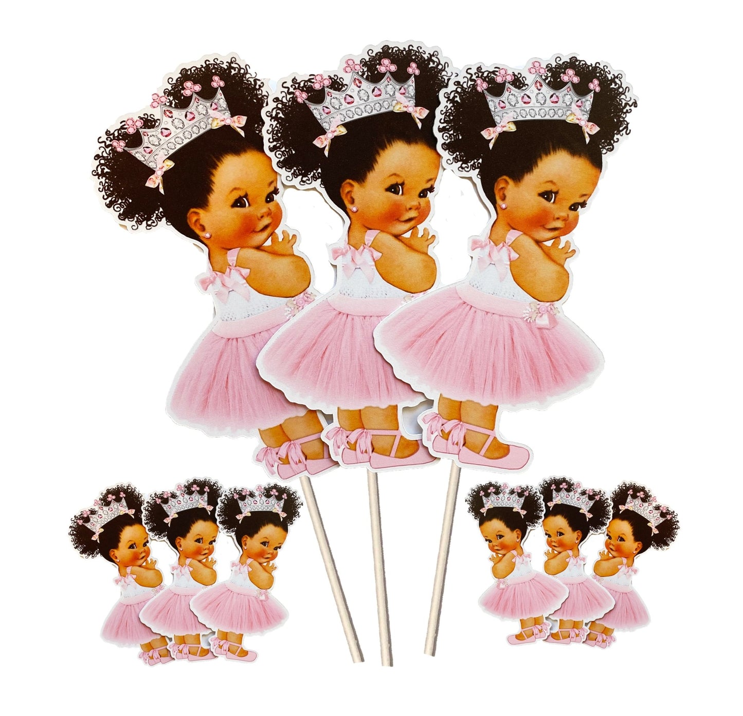 Pink Silver Crown Princess Centerpieces African American Baby Shower -princess-princess baby shower