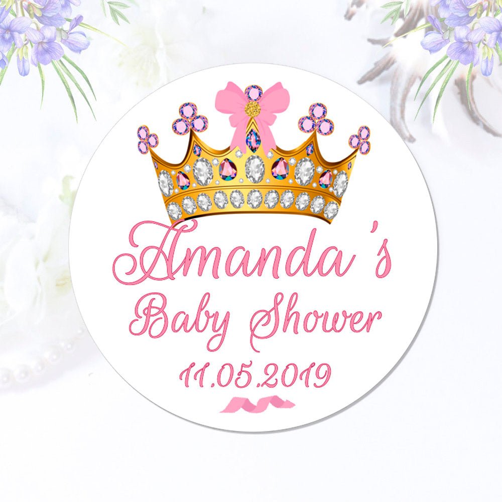 Princess Baby Shower Labels, Baby Shower Stickers, Baby Girl Shower Favor Labels --