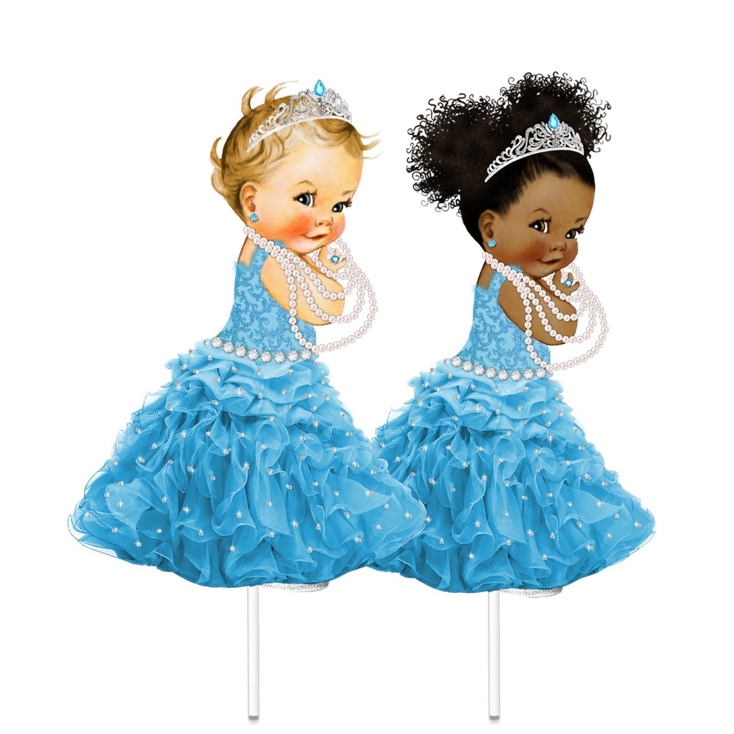 Princess Centerpieces Dress Gown Silver Tiara Birthday Baby Shower Table Decor --