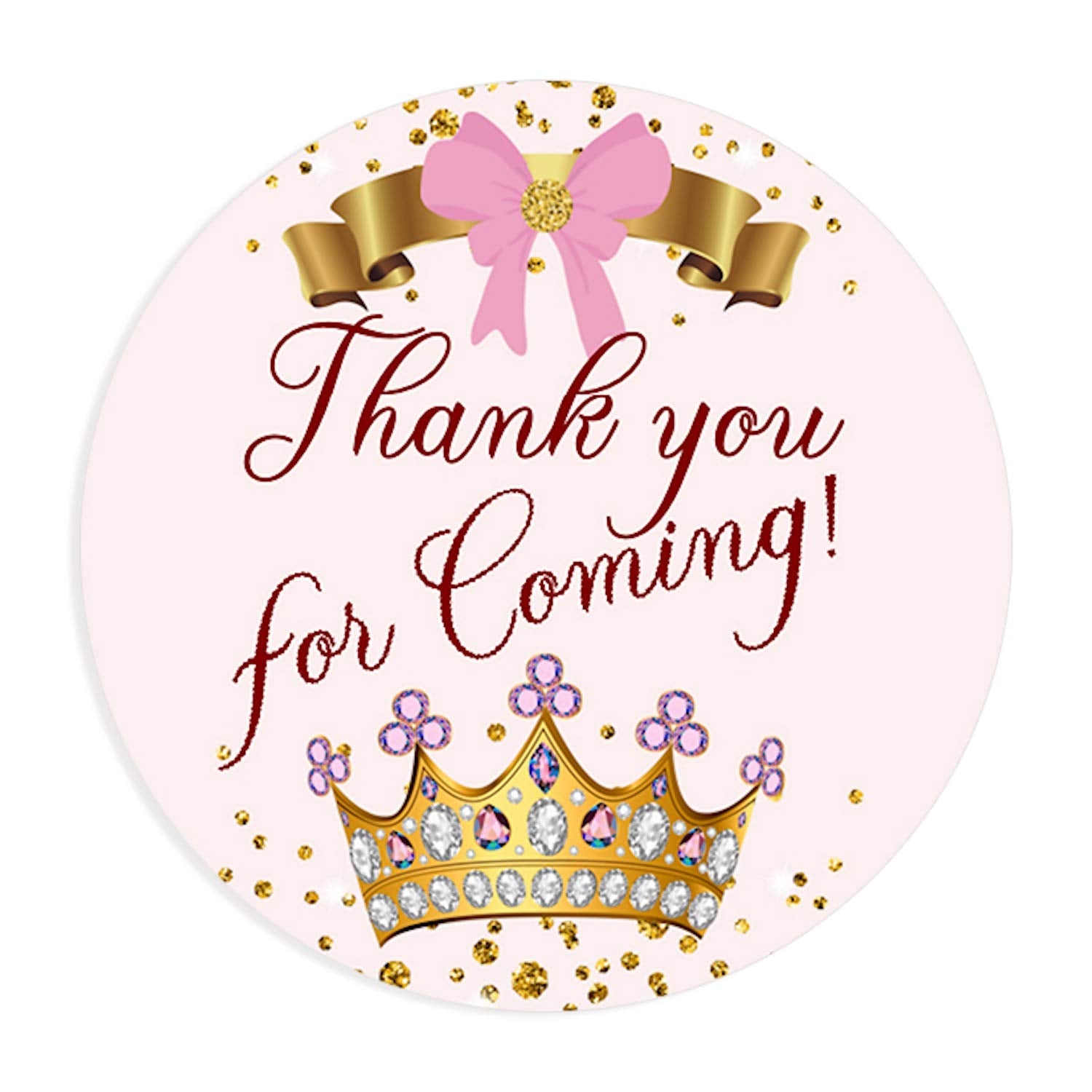Princess Crown Labels Baby Shower Birthday Gold Decor --