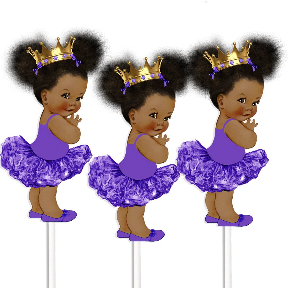 Purple and Gold Princess Centerpieces African American Birthday Party Baby Shower Table Decor -princess-princess baby shower