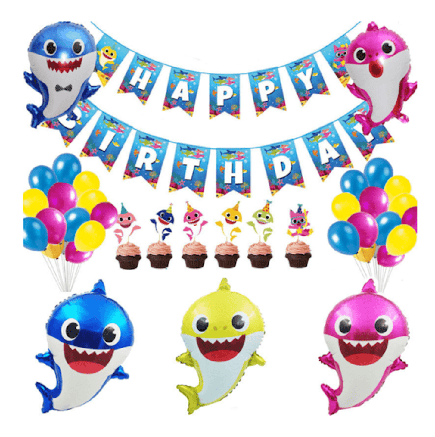 Shark Balloon Set Birthday Baby Shower Decoration -balloons-ocean