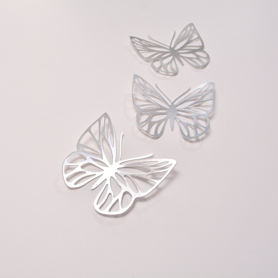 Silver Foil Paper Butterflies Wall Stickers for Room Decoration, Baby Shower Birthday Decor -butterfly-