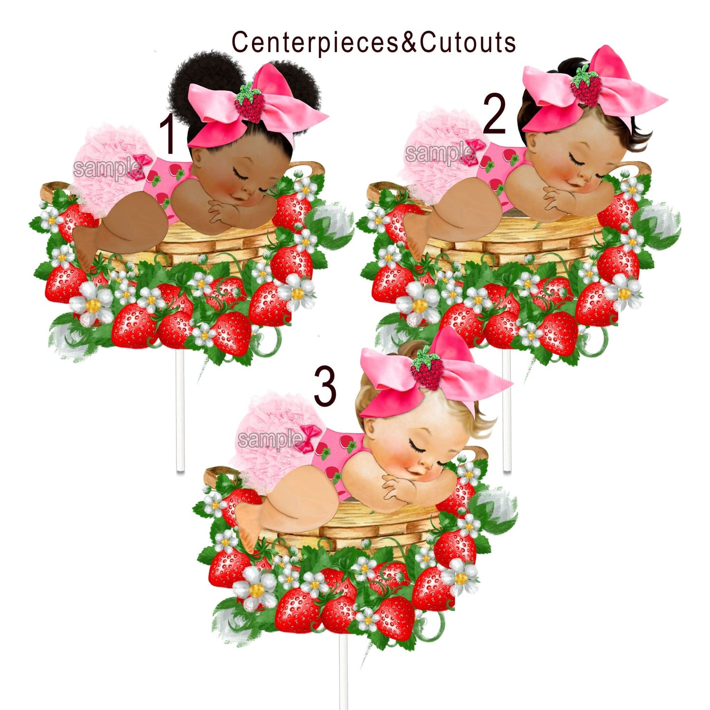 Strawberry Slipping Baby Shower Centerpieces Cutouts Party Decoration -slipping baby strawberry-strawberry