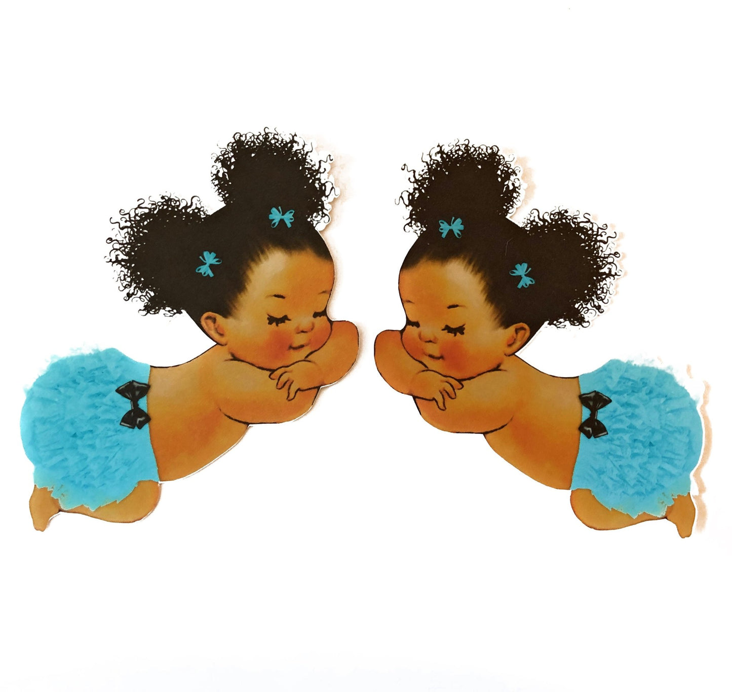 Turquoise Teal Sleeping Baby Cutouts African American Birthday Table Decor -aqua Princess-princess